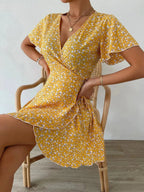 Floral Flutter Sleeve Wrap Mini Dress (4)