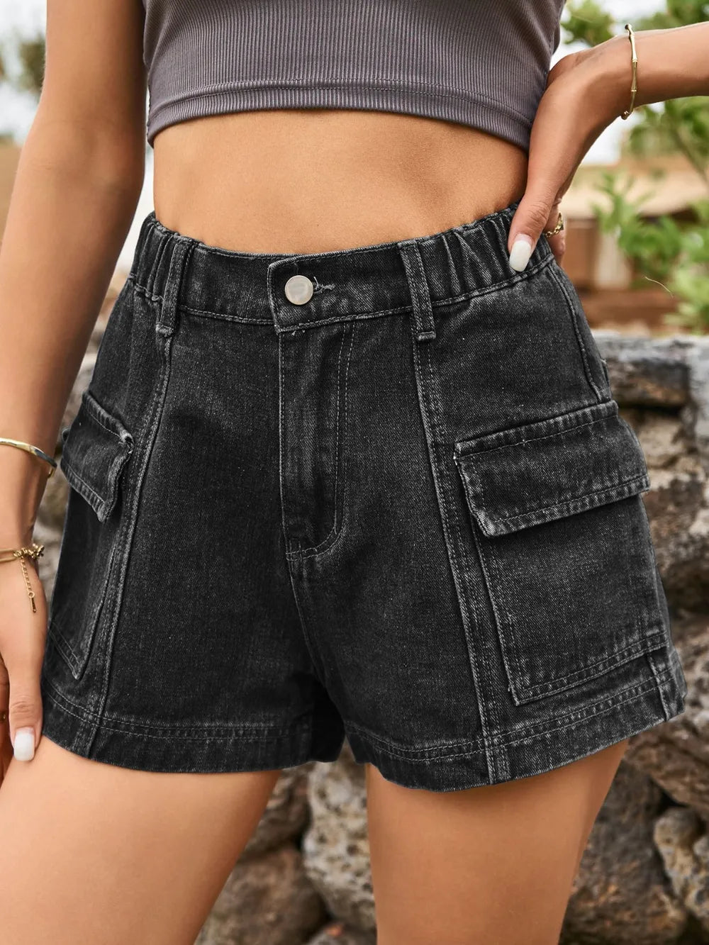 High Waist Denim Shorts Pockets (22)