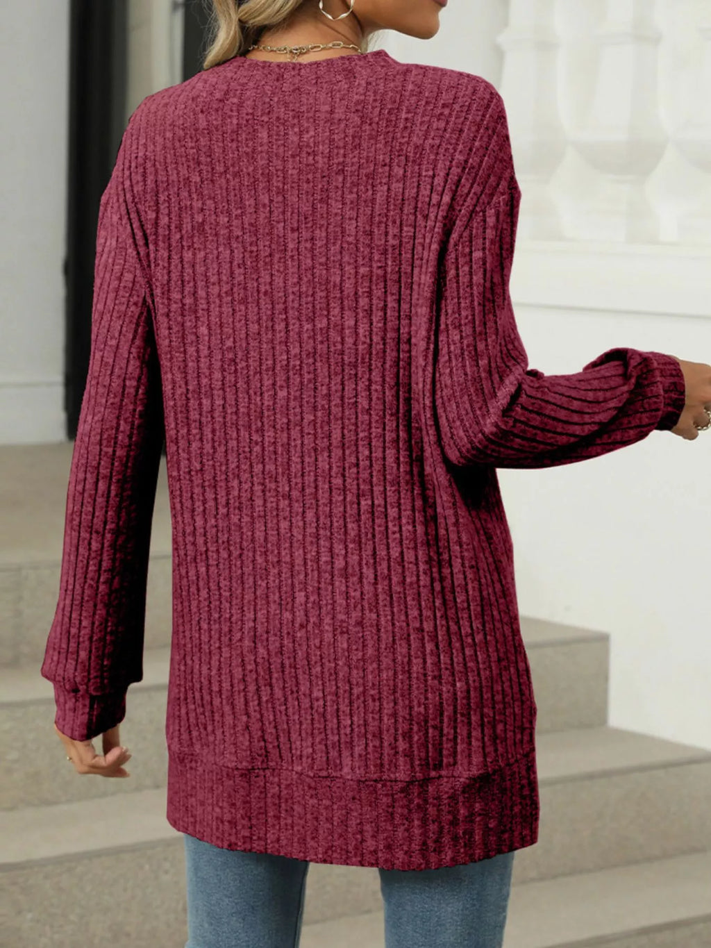 Ribbed Knit Round Neck Sweater (24)
