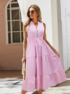 Striped Sleeveless Tiered Midi Dress (9)