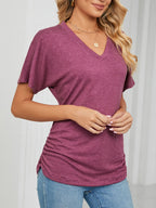 Casual V-neck Short Sleeve T-shirt (11)