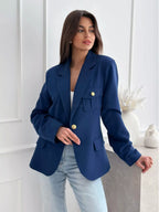 Lapel Collar One Button Blazer (2)