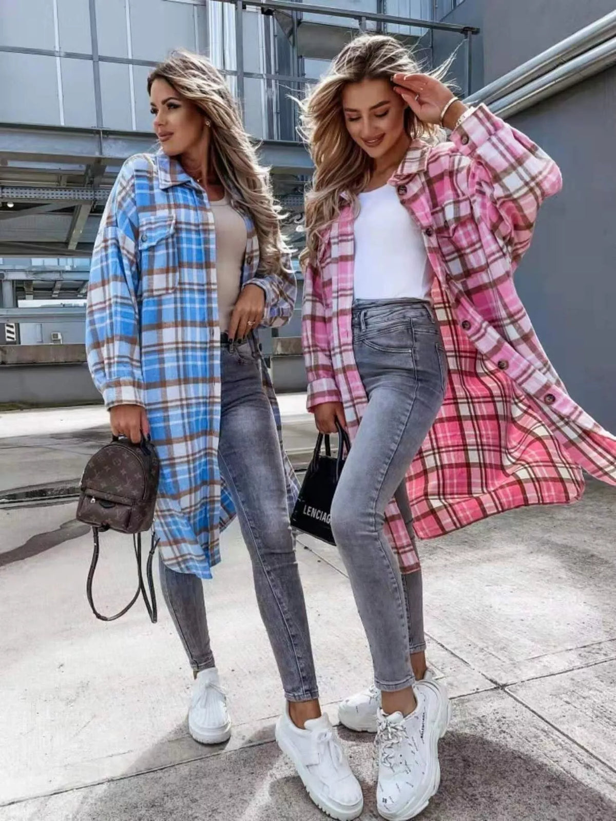 Plaid Button Up Longline Shacket (2)