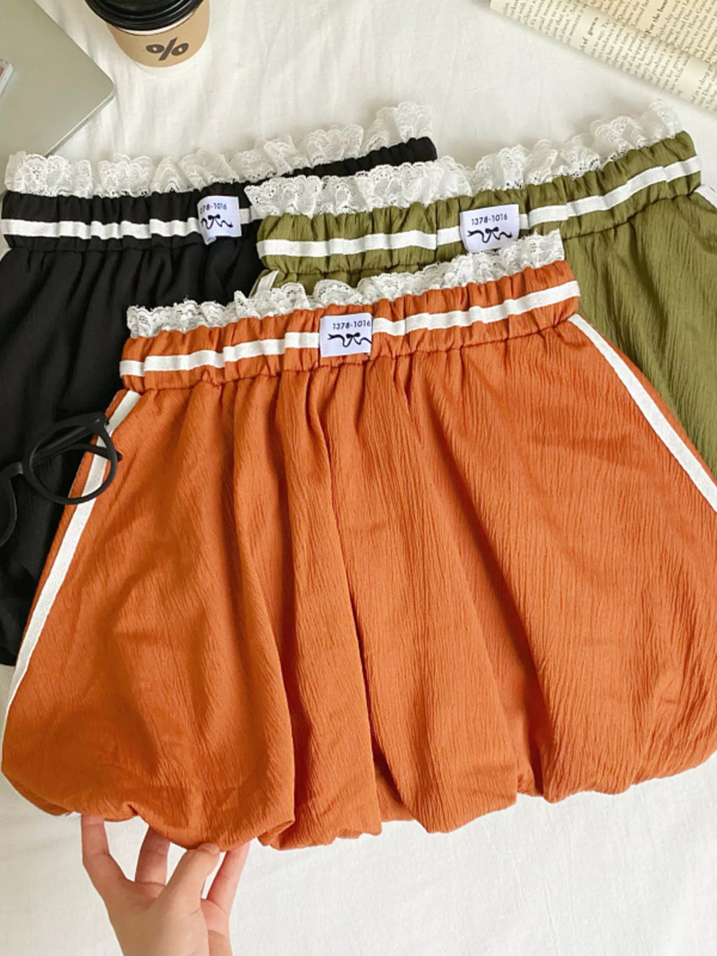 Lace Trim Elastic Waist Mini Skirt (10)