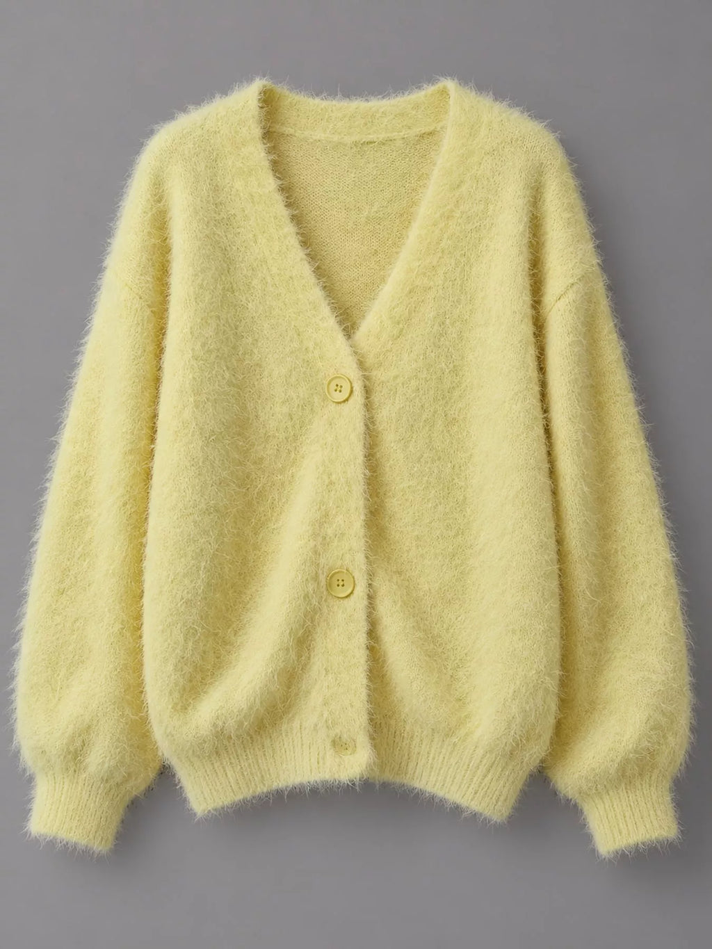 Fuzzy V-neck Button-down Cardigan (24)