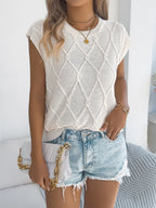 Round Neck Cap Sleeve Knit Top (10)