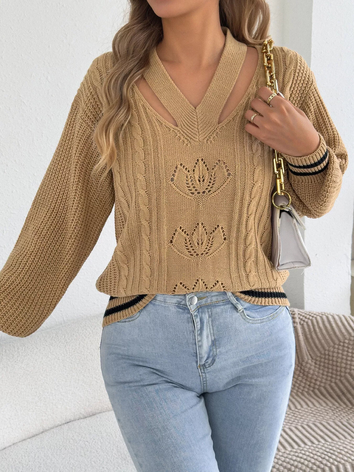 Cutout Cable Knit Sweater (10)