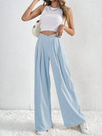 V-waisted Ruched Front Wide Leg Pants (21)
