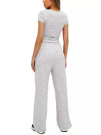 Round Neck Short Sleeve Top Pants Set (2)
