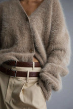 Fuzzy Button Down Long Sleeve Cardigan (2)