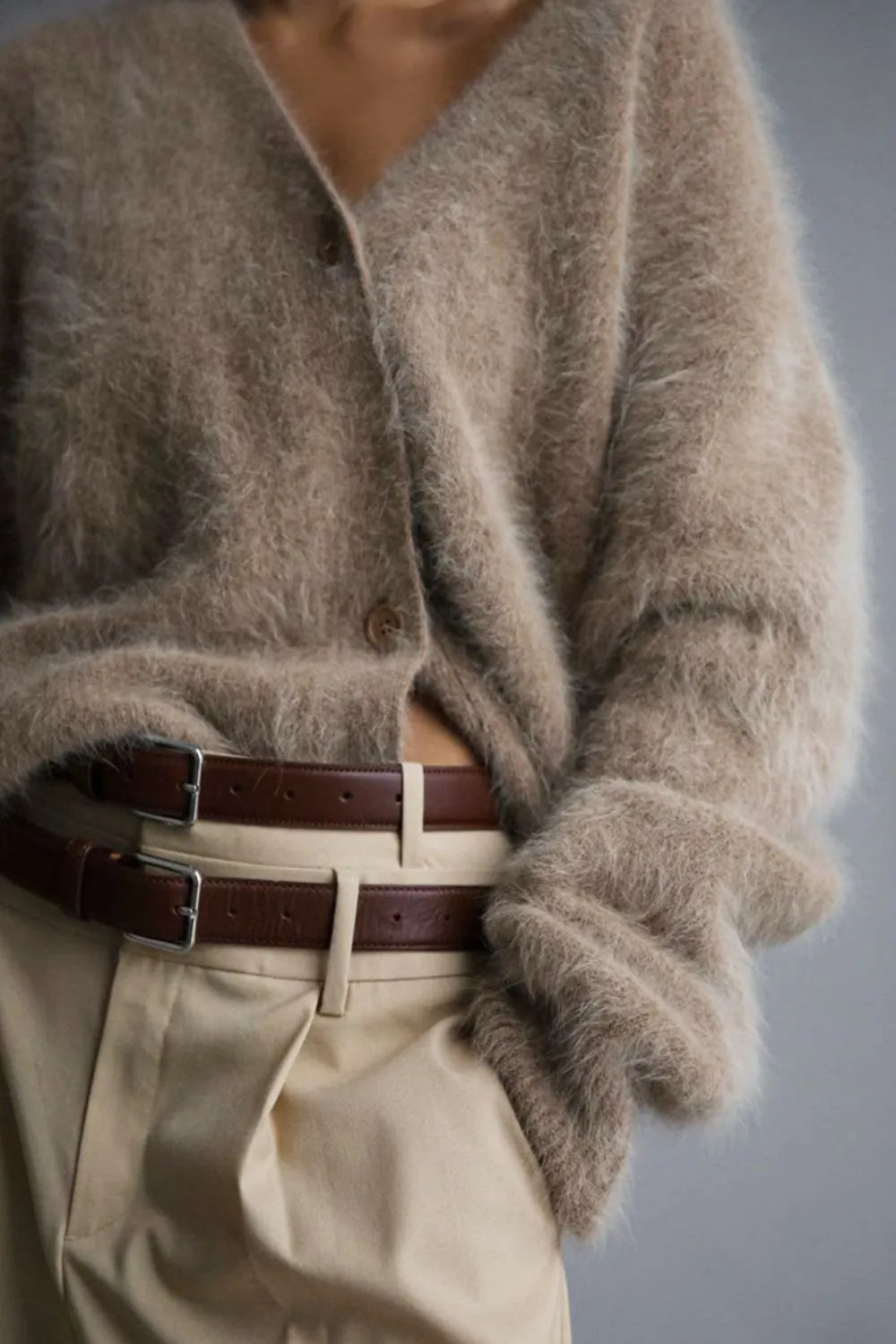Fuzzy Button Down Long Sleeve Cardigan (2)