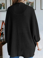 Full Size Open Front Waffle Knit Cardigan Plus (11)
