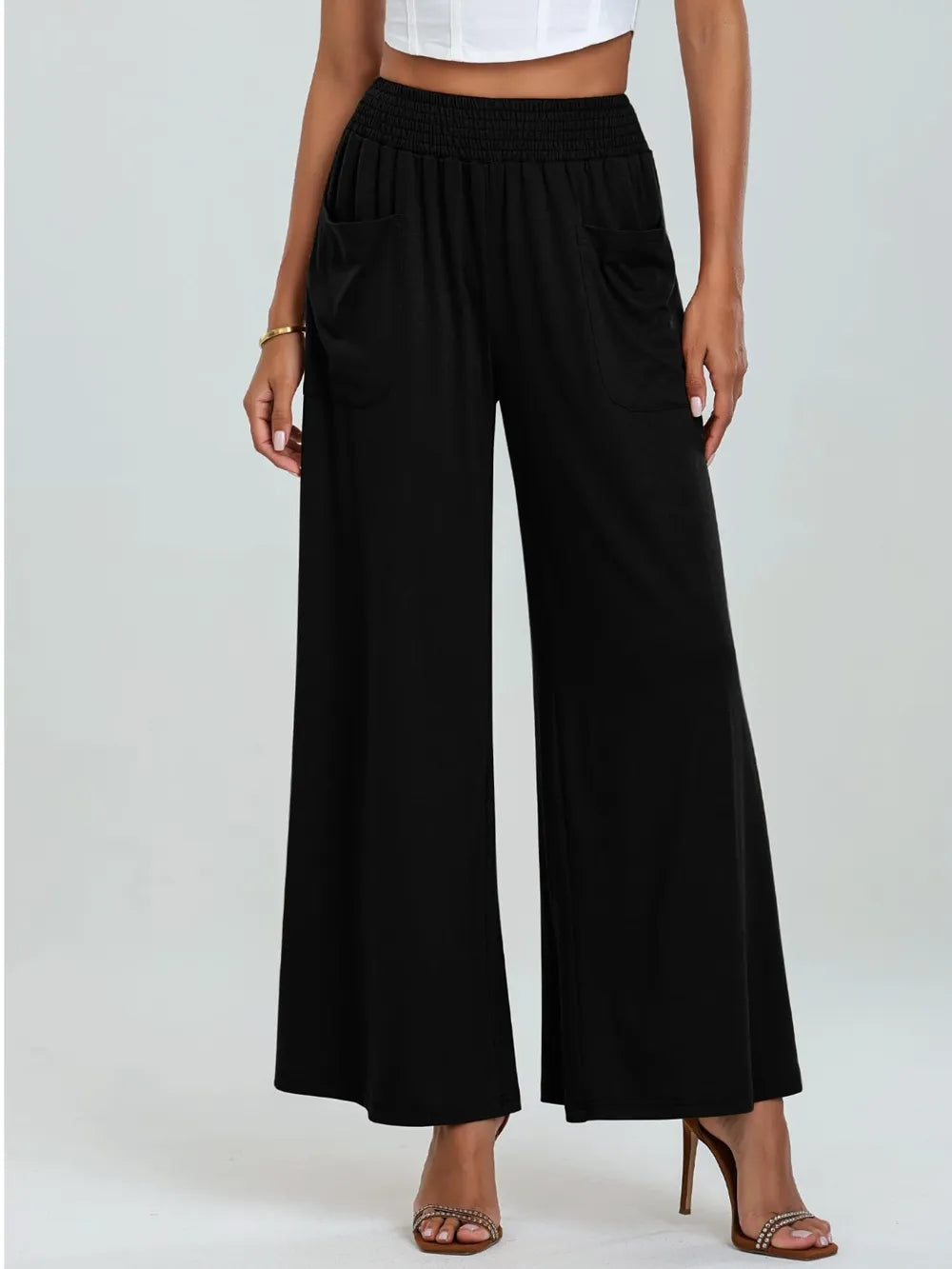 Pocketed Elastic Waist Wide Leg Pants (8)
