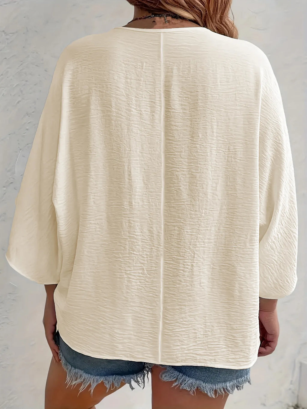 Full Size Casual V-neck Button Down Relaxed Fit Blouse Plus (8)