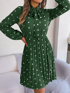Polka Dot Tie Neck Pleated Dress (23)