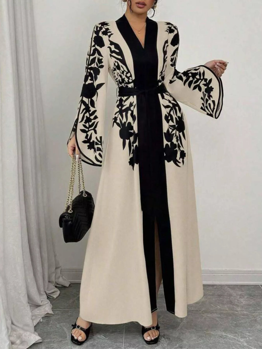 Printed Tie Waist Maxi Dress (3)