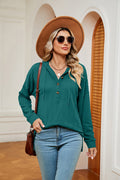Half-button Dropped Shoulder Hoodie