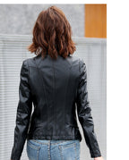 Suit Collar Biker Leather Jacket photo 3