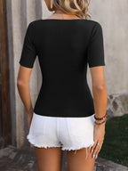 Square Neck Short Sleeve Sweater (17)