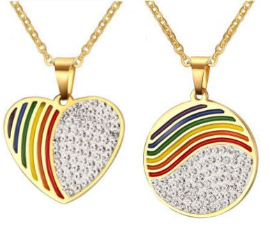 Lgbt Six-color Rainbow Titanium Steel Pendant Necklace photo 6