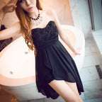 Summer Print Chiffon Slit Slim Package Hip Tuxedo Dress photo 3