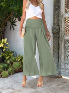 Wide-leg Smocked Waist Pants (9)