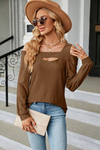 Cold Shoulder Square Neck Cutout Blouse (11)