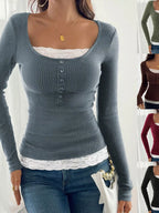 Lace Detail Long Sleeve Ribbed Top (6)