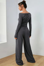 Boat Neck Long Sleeve Top Pants Set (12)
