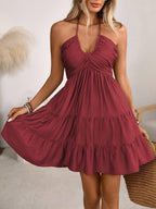 Smocked Halter Neck Tiered Dress (13)