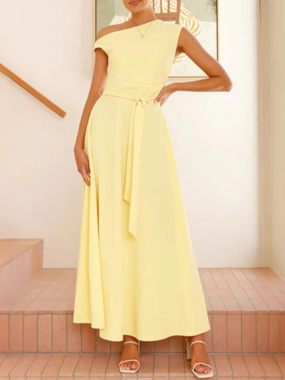 Single Shoulder Tie Waist Maxi Dress (13)