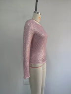 Sequin Long Sleeve Crop T-shirt (12)