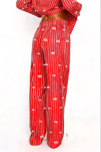Bow Print Top Wide Leg Pants Lounge Set (6)