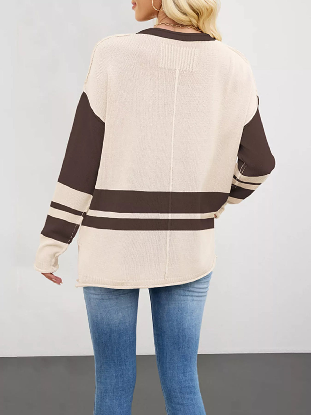 Striped Dropped Shoulder Sweater (10)