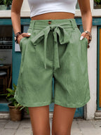 Tied High Waist Shorts Pockets (10)