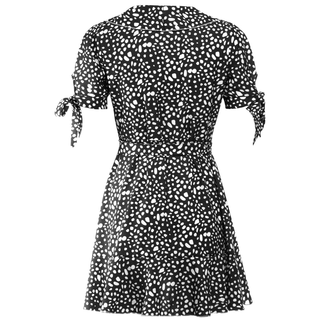 V-neck Short Sleeve Printed Skirt Dress photo 5