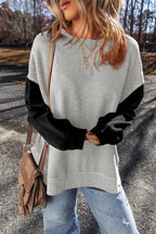 Contrast Round Neck Long Sleeve Sweatshirt (16)