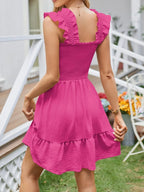 Smocked Square Neck Wide Strap Dress (12)