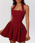 Ruffled Mini Sling Dress Stitching variant CJLY229130501AZ|CJLY229130502BY|CJLY229130503CX|CJLY229130504DW
