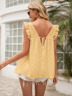Tie Back V-neck Ruffled Blouse (2)