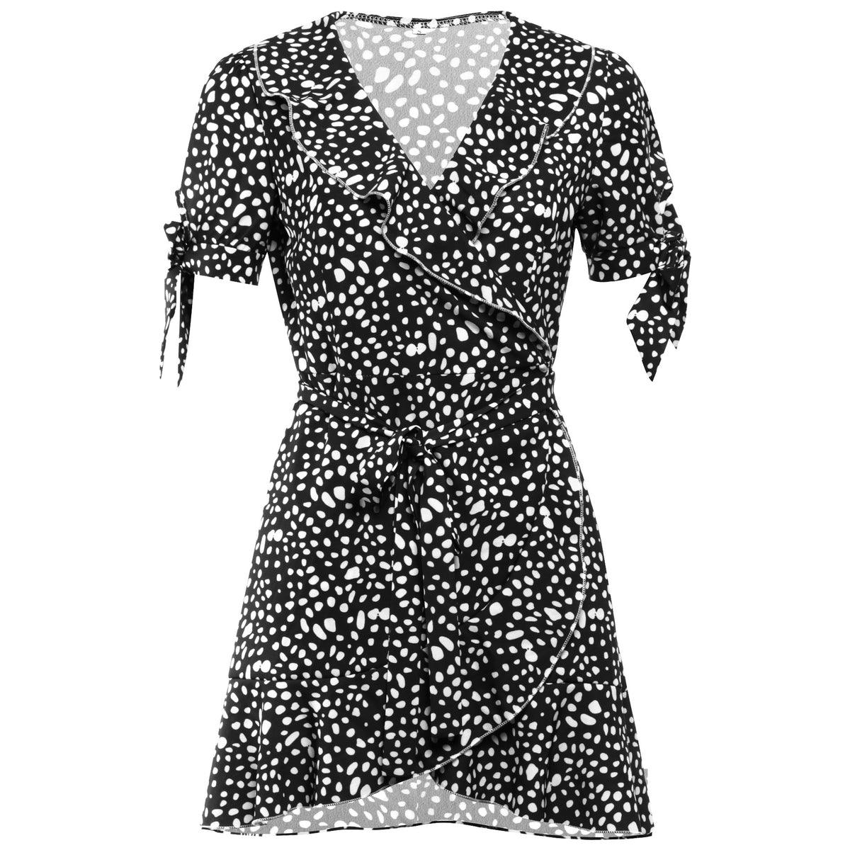 V-neck Short Sleeve Printed Skirt Dress photo 11