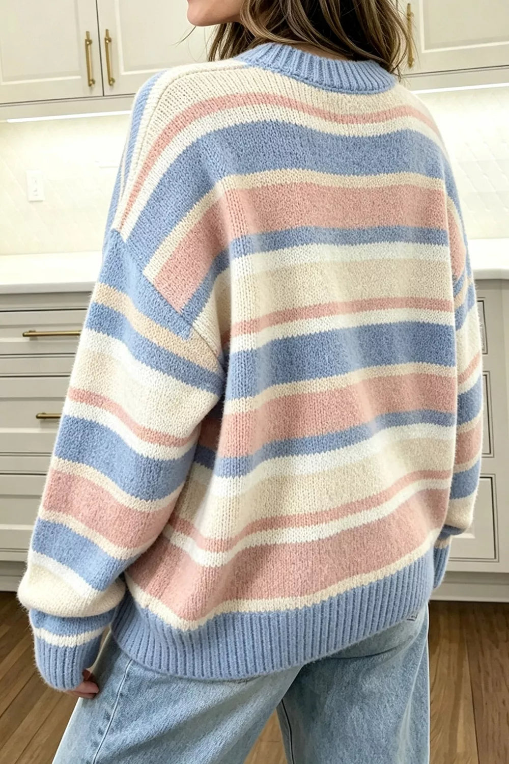 Striped Dropped Shoulder Sweater (5)