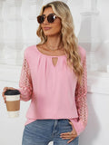 Cutout Round Neck Long Sleeve T-shirt