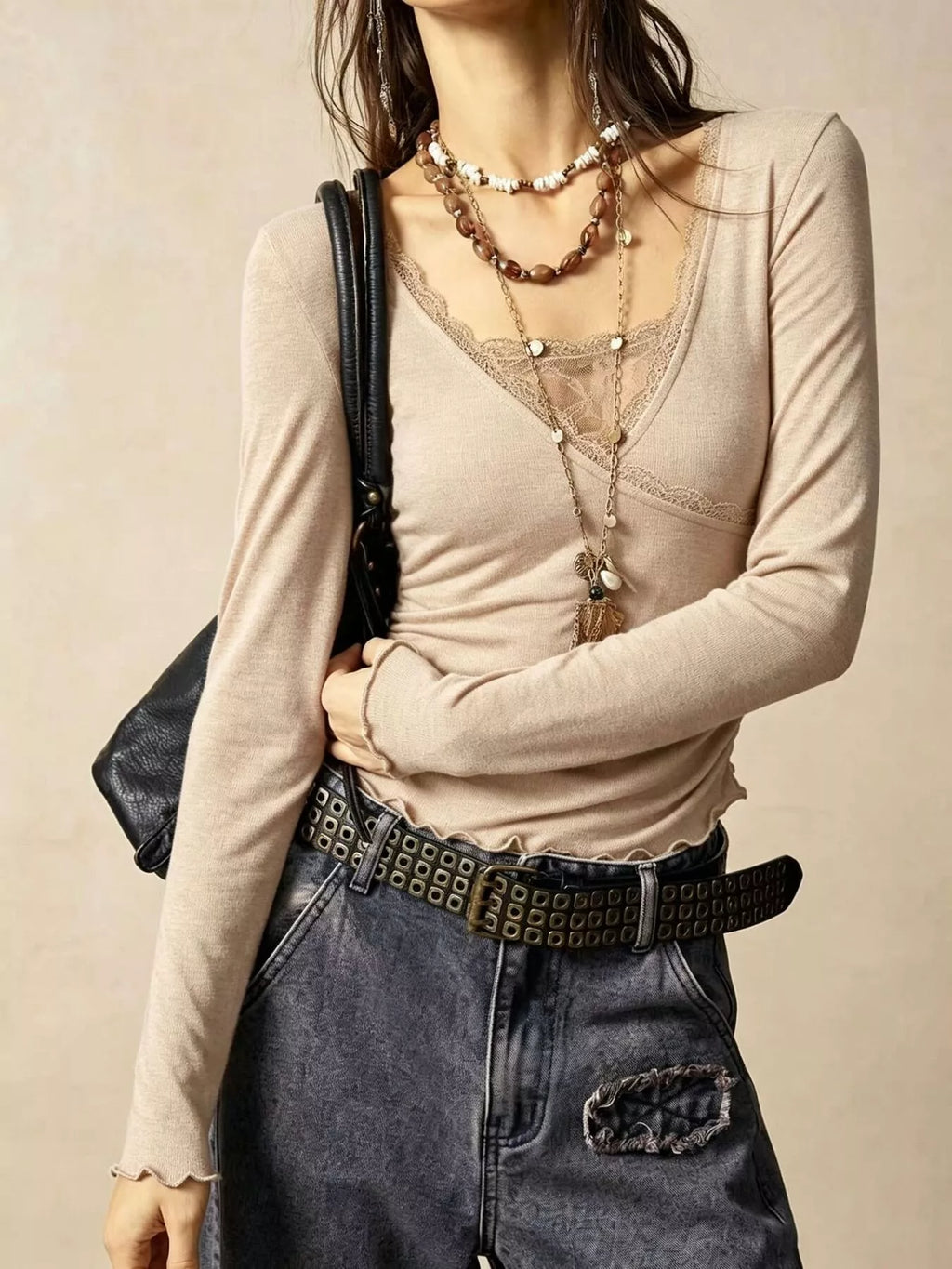 Lace Detail Long Sleeve T-shirt (5)