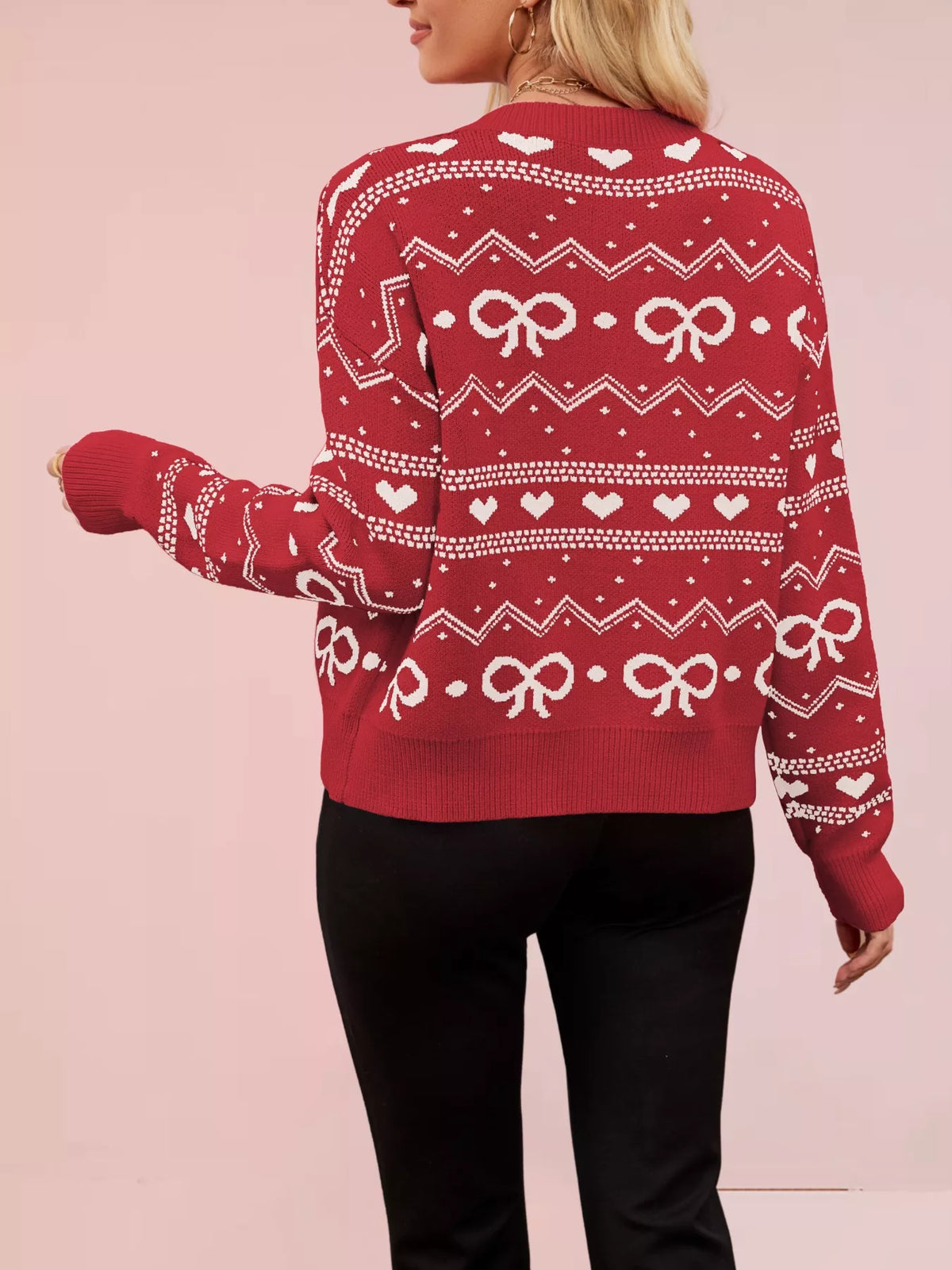 Bowknot Pattern Knit Cardigan (15)