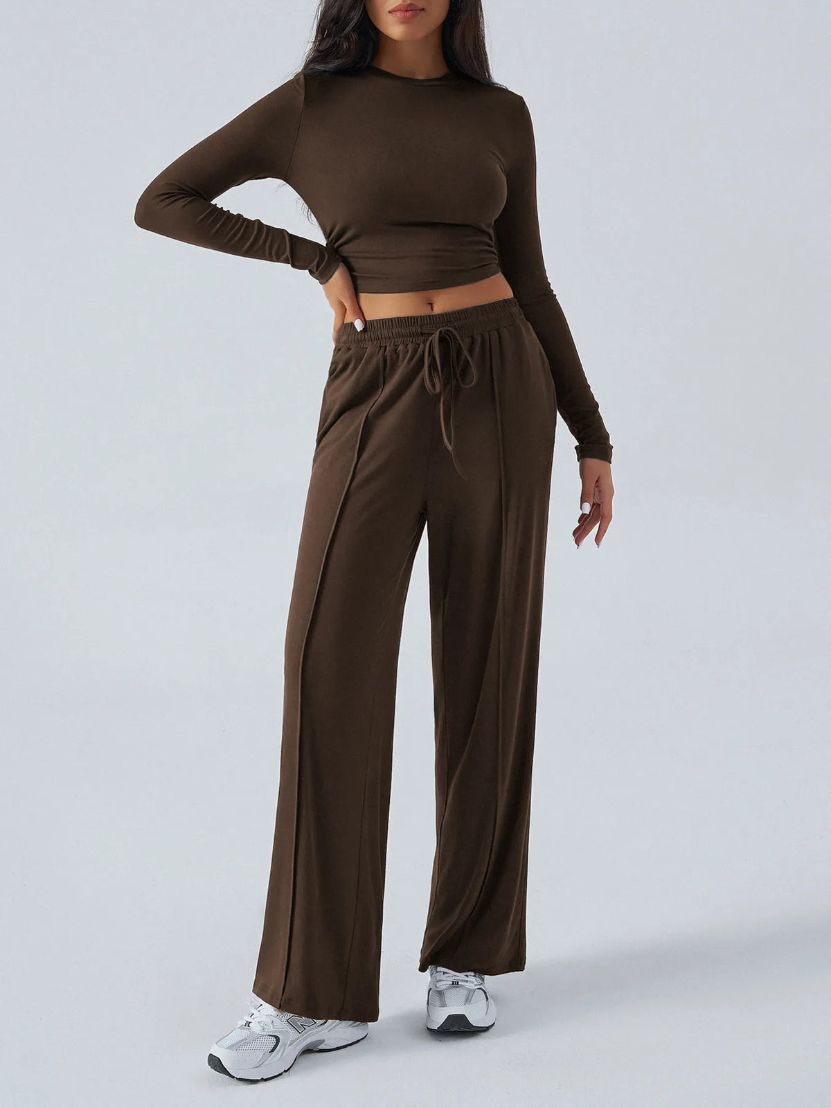 Round Neck Long Sleeve Top Pants Set (10)