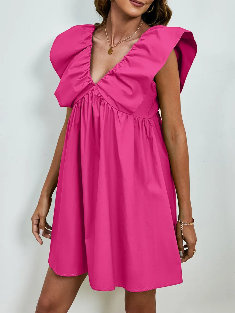 V-neck Cap Sleeve Mini Dress (21)