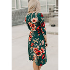 Printed Long Sleeve V-neck Pocket Dress photo 3