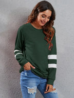 Full Size Striped Round Neck Long Sleeve T-shirt (4)
