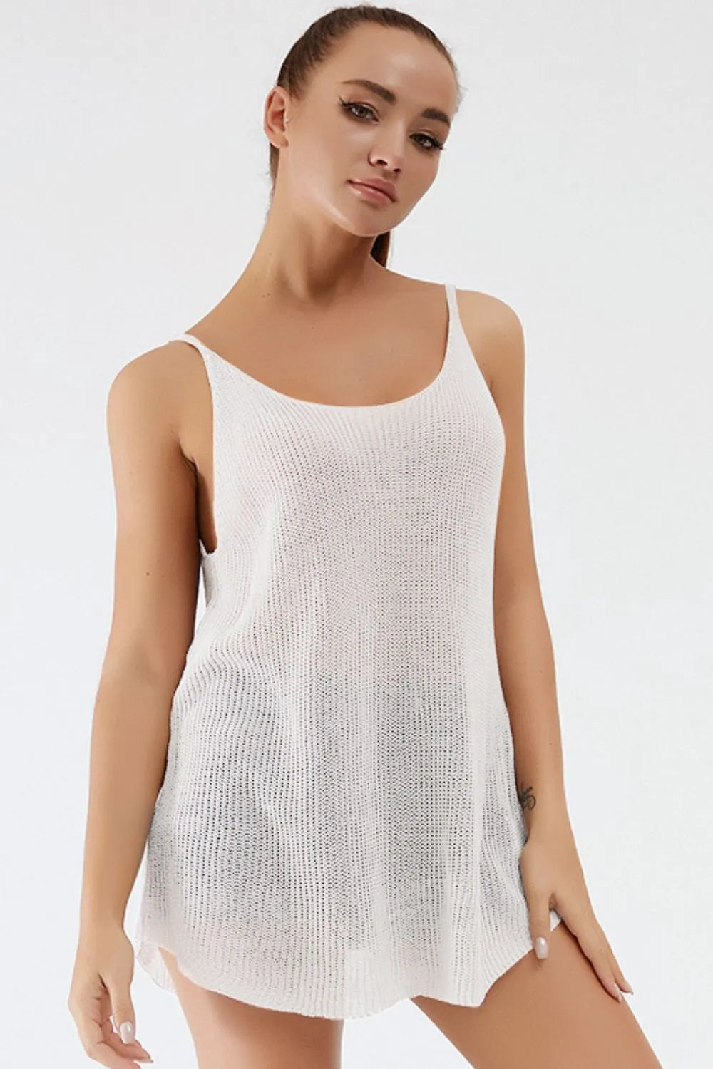 Scoop Neck Spaghetti Strap Knit Cami (4)